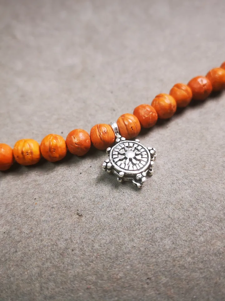 Gandhanra Handmade Buddhist Mala Counter Clip,Bum Counter Clip for Prayer Beads,Dharmachakra / Prayer Wheel Shape,Mala Accessories