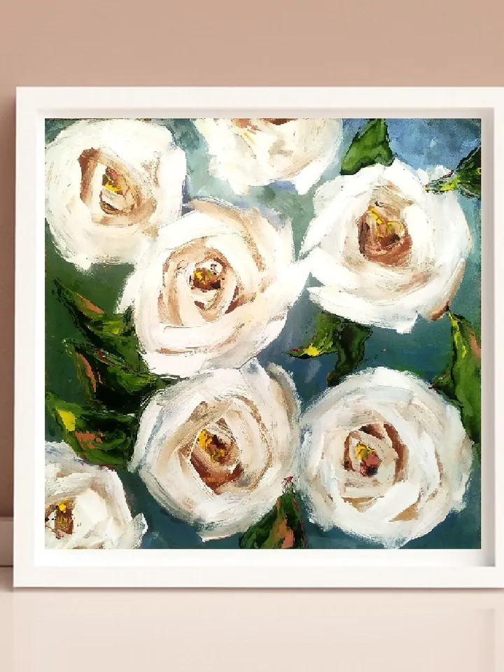 Rose Painting Floral Original Art Impasto Oil Painting 8x8 Rose Wall Art Original wall Art by ArtProkopaloSv