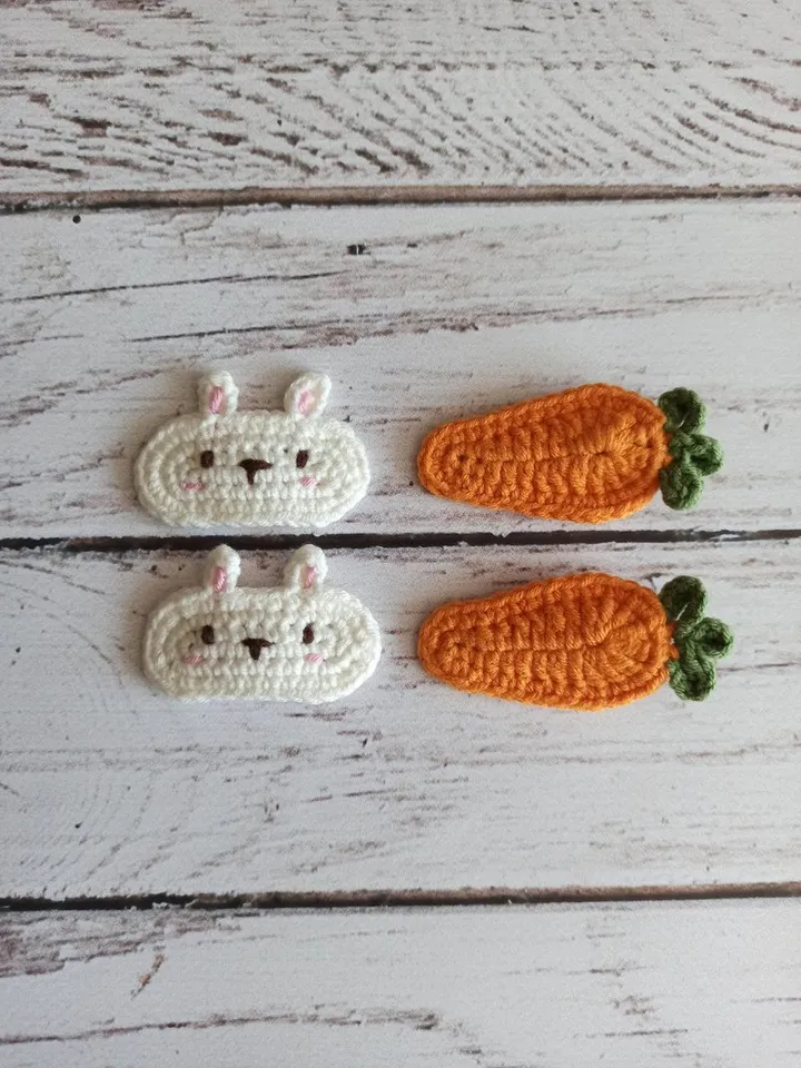 Crochet hairpin for girls,handmade hair accessories,carrot and rabbit hair clips