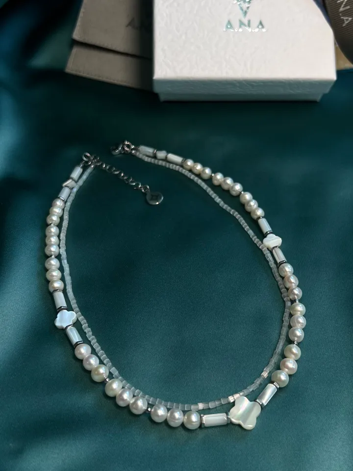 Natural Pearl Double Row Necklace LUCKY