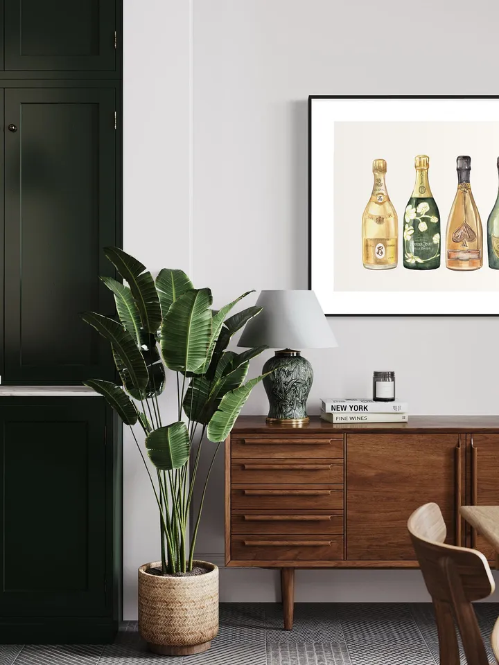 Champagne Watercolor Art Print, Cocktail Print, Bar Cart Art Work, Bar Decor, College Apartment, Wine Cocktail Drink, College Dorm Decor