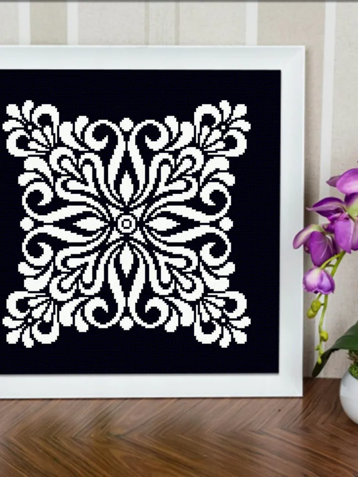 Square mandala cross stitch pattern PDF download Flower mandala ornament cross stitch chart, Mandala pattern digital PDF, Home decor #M144