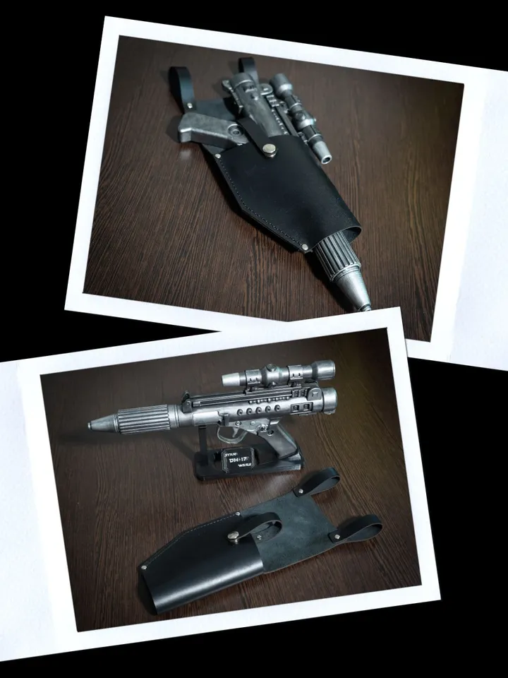 DH-17 Blaster Pistol Replica – Star Wars Cosplay Prop with Leather Holster
