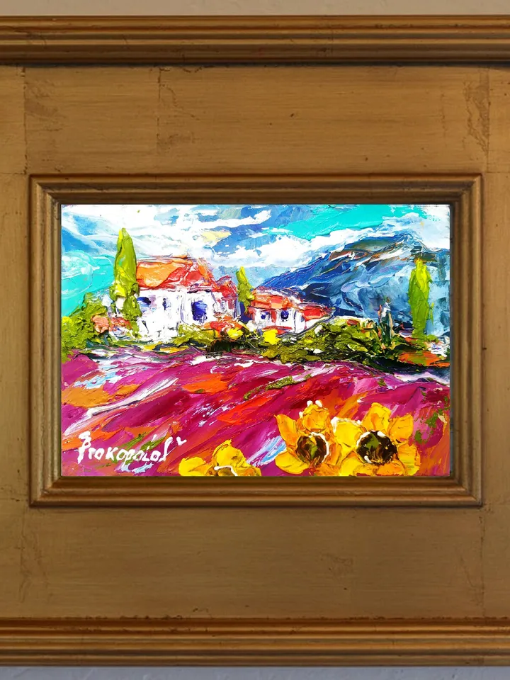 Tuscany Oil Painting Impasto Original Art Landscape Painting Tuscan Small Artwork Italy Wall Art 4 by 6 by ArtProkopaloSv