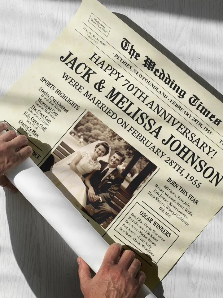 70th wedding anniversary gift for parents, 70th anniversary gifts for couples, Platinum anniversary gift for or husband or wife