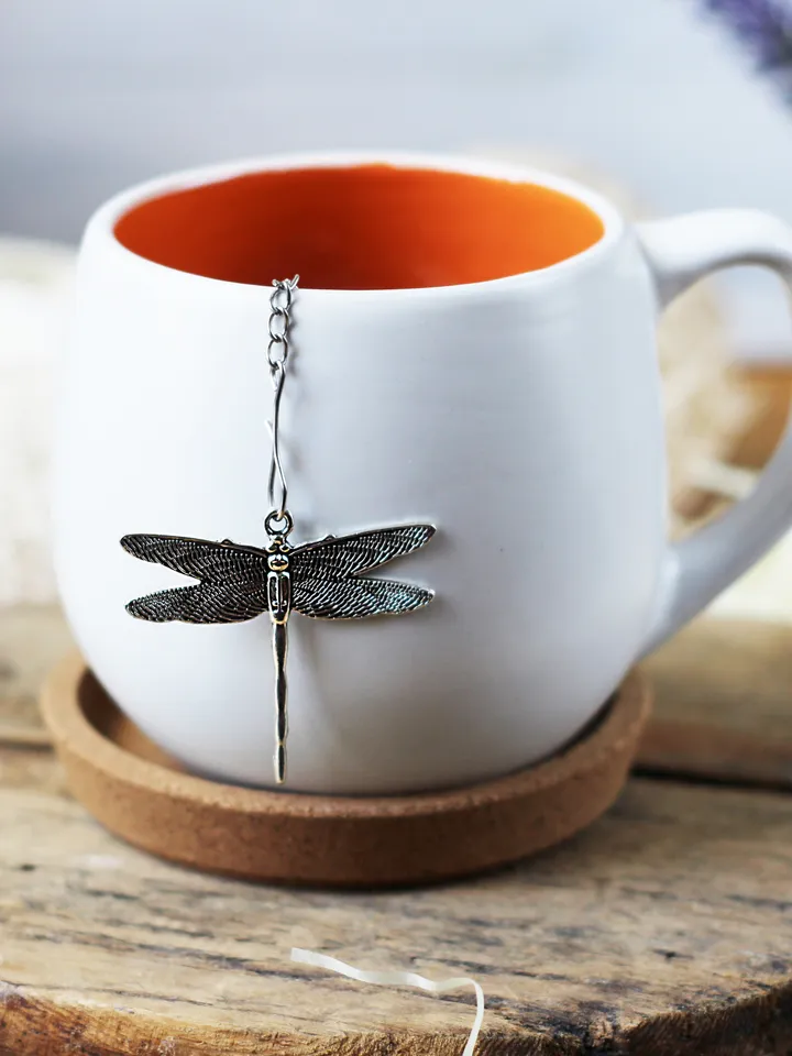 Dragonfly tea strainer for loose leaf tea, Tea infuser with insect charm, Tea Steeper with Dragonfly