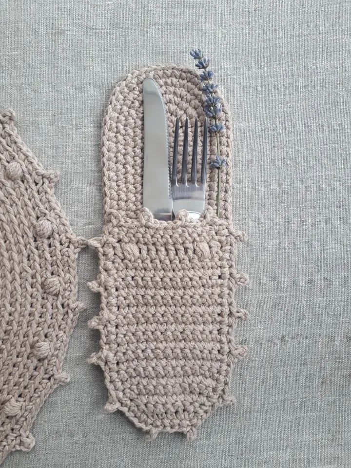 CROCHET PATTERN Cutlery holder pattern Kitchen set DIY tutorial Silverware pocket Pdf Cutlery pocket tutorial Easy Crochet Easter Patterns