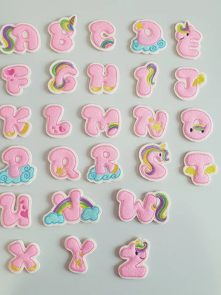 ITH Unicorn English Alphabet Embroidery Design Set, Felt Letters for Learning Pattern, 4x4 Hoop Digital File