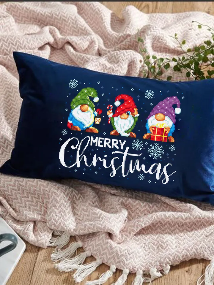 Christmas gnomes cross stitch pattern PDF download, Merry Christmas cross stitch chart Winter gnome pattern digital PDF Gnome ornament #N125