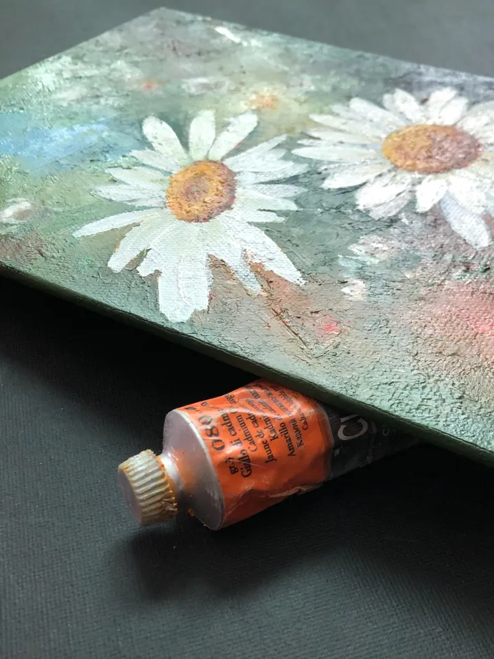 Daisies Painting Flowers Oil Wall Art Wildflowers Painting Field Wall Art