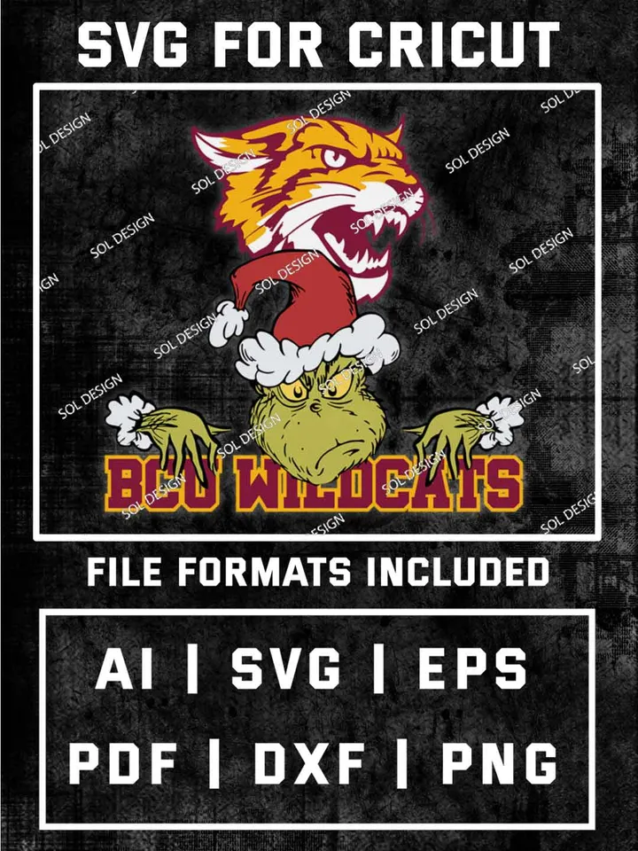 Grinch Bethune-Cookman Wildcats SVG, NCAA SVG Design, NCAA BCU Wildcats SVG, NCAA Wildcats Cricut, Christmas Svg, Grinch svg, Digital Download