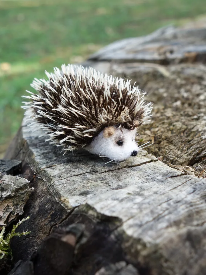 Button the hedgehog, miniature needle felted animal, made to order