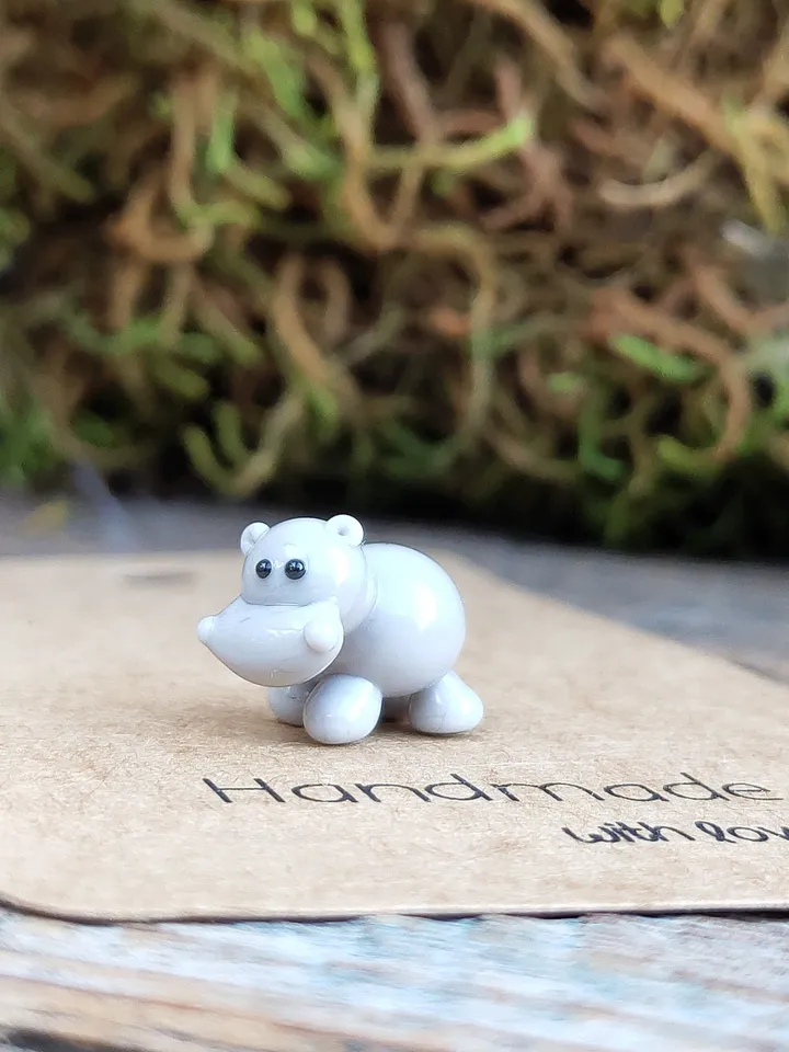 Hippo figurine Hippo art Hippo gifts Hippo ornament Hippo statue Hippopotamus Hippo for Christmas Miniature animals Tiny glass animals