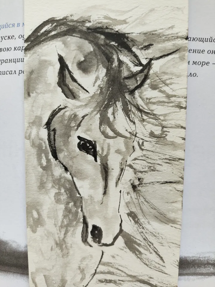 Handpainted bookmark.Original art.Horse