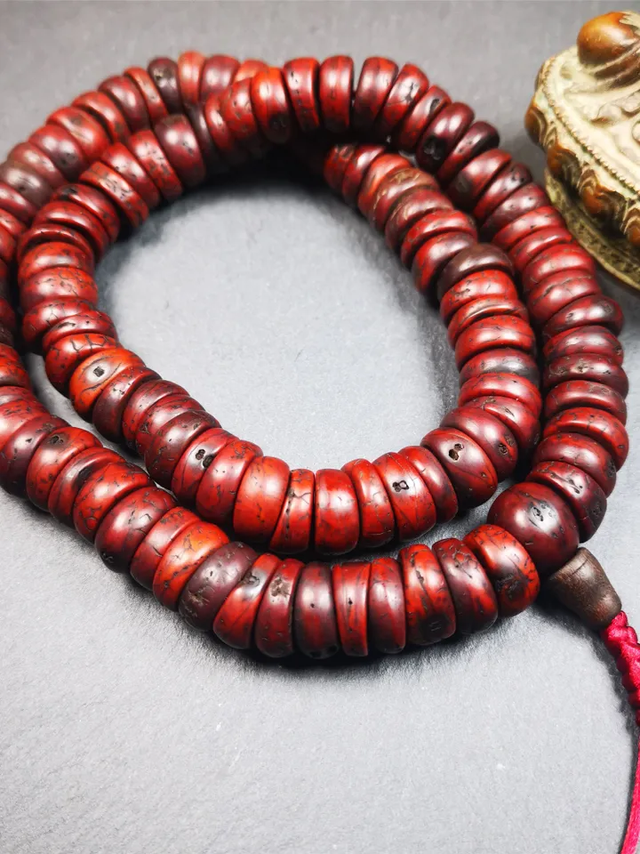 Gandhanra Old 108 Bodhi Seed Beads Mala,13mm Prayer Beads Necklace for Meditation,Circumference 54cm