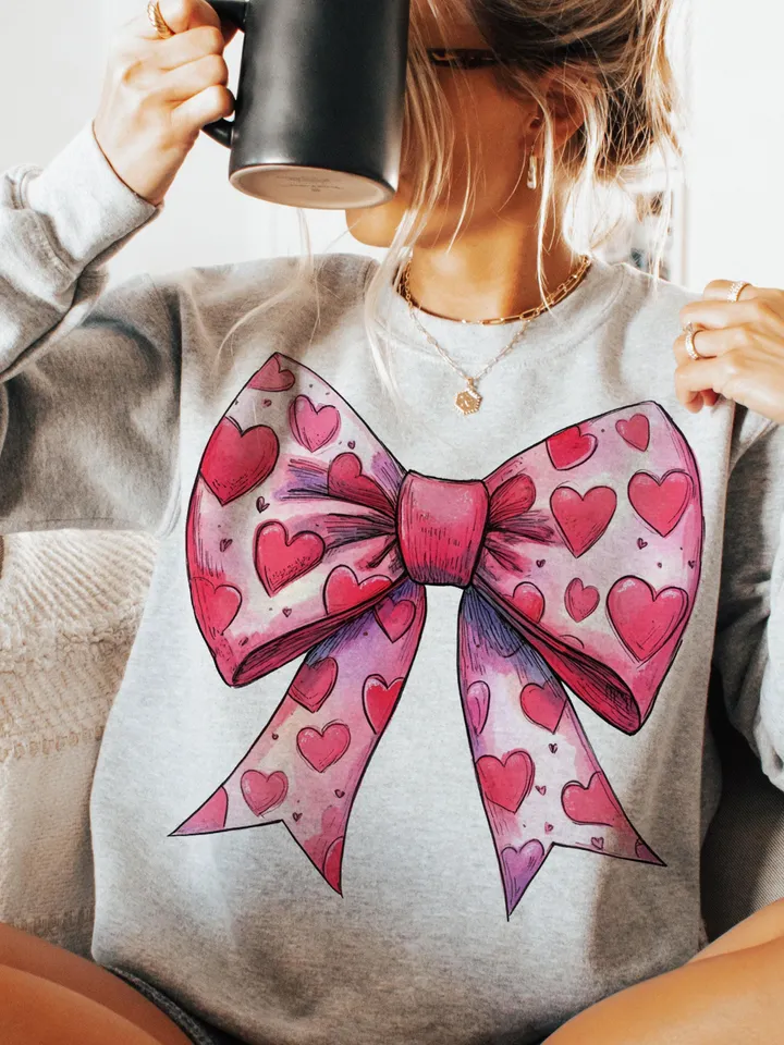 Valentine's day Heart Coquette bow Png, Retro Valentine Shirt Design, Valentine's Day Png, Valentine Love Png, valentine's day bow png
