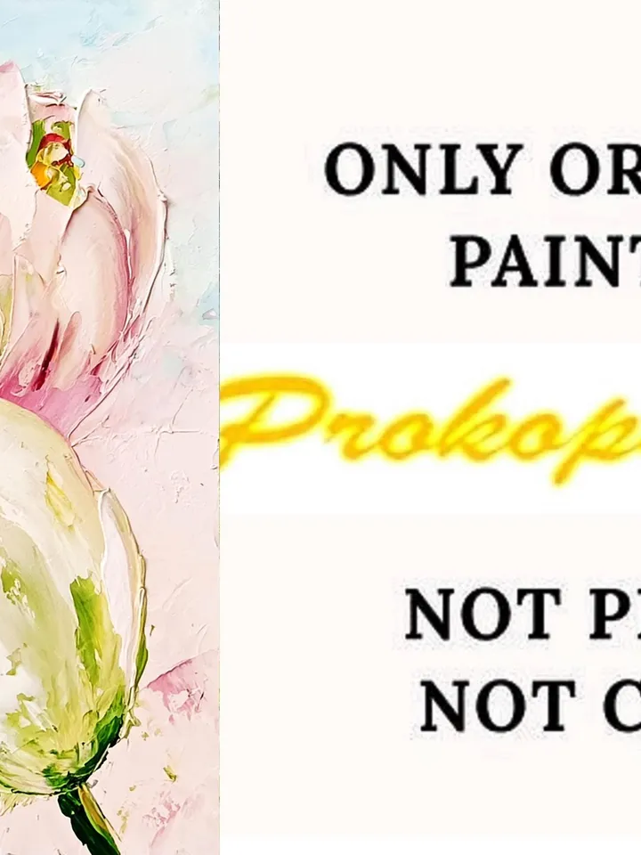 Pink Tulips Art Blossom Original Oil Painting Floral wall decor Mini art 7x5 in by ArtProkopaloSv
