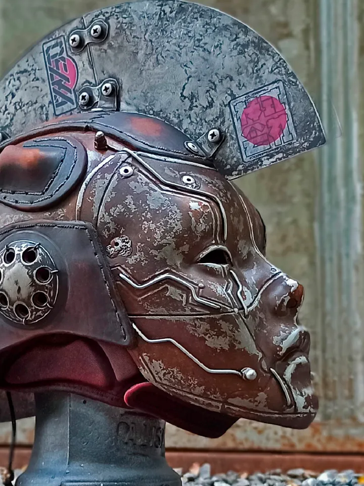 Japanese Samurai Horror Mask / Helmet in Post-Apocalyptic & Cyberpunk style
