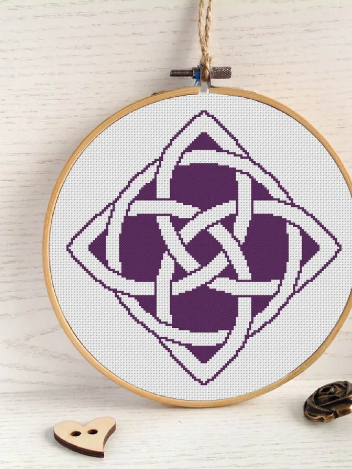 Celtic knot cross stitch pattern download PDF Monochrome cross stitch Celtic ornament embroidery Modern mandala digital Beginner stitch #M63