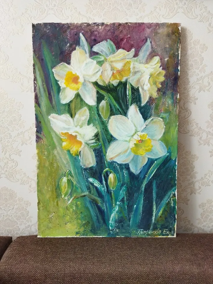 Bouquet of flowers original oil painting on canvas