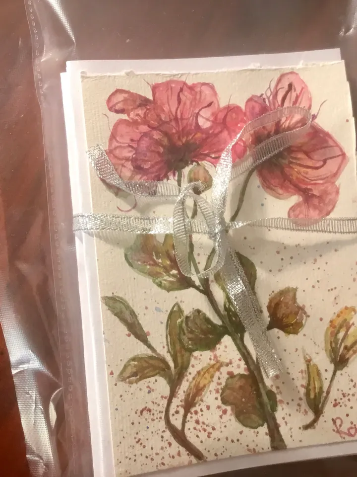 Set of 4 handpainted watercolor greeting cards,original floral watercolour cards,unique handmade cards for any occasion,floral gift cards.