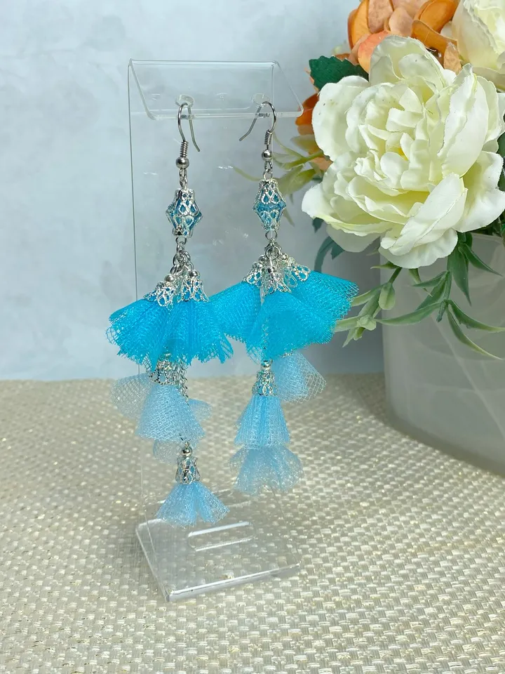 Handmade earrings. Fabric earrings. Bright earrings.