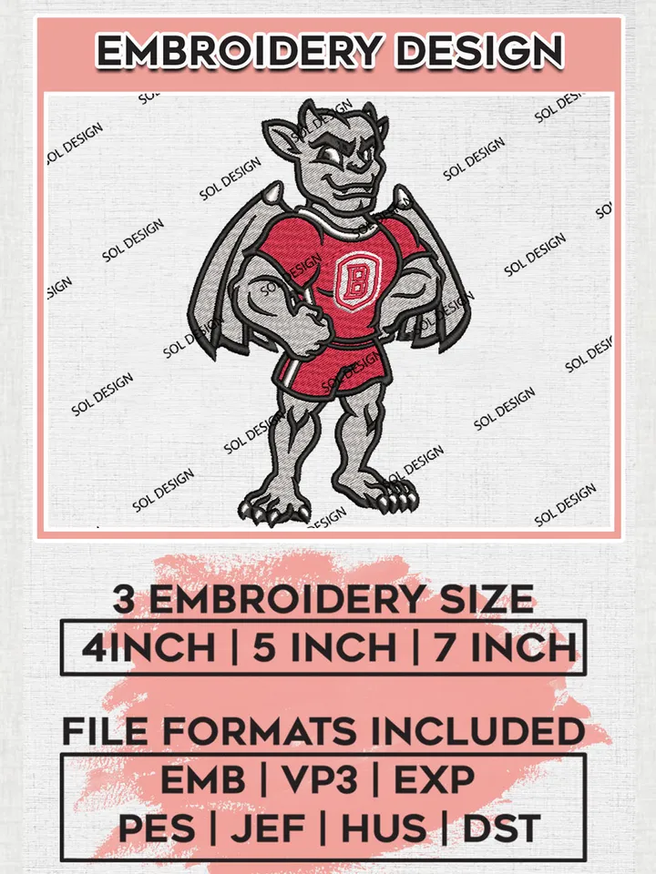 NCAA Bradley Braves Team Mascot Logo Embroidery Design Files, NCAA Bradley Braves Machine Embroidery, NCAA Teams, 3 sizes, NCAA Machine embroidery designs, Digital Download
