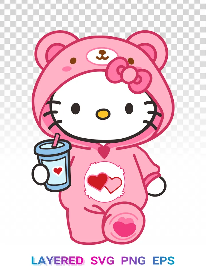 💖 Hello Kitty Cheer Bear Costume SVG PNG Sanrio Cricut