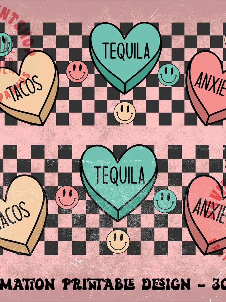 Tacos Tequila Anxiety, Valentines Sublimation, Anti Valentines png, Happy Face png, Valentines png, Sublimation Design, Digital Download