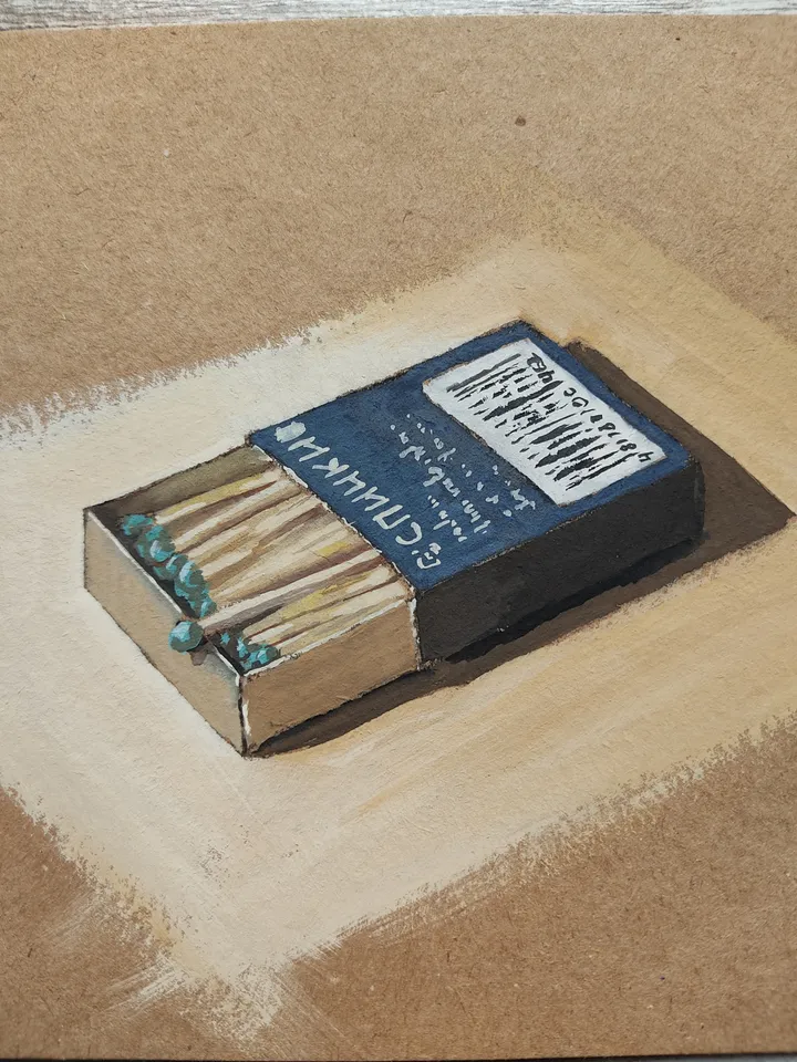 A Box Of Matches. Original gouache painting.