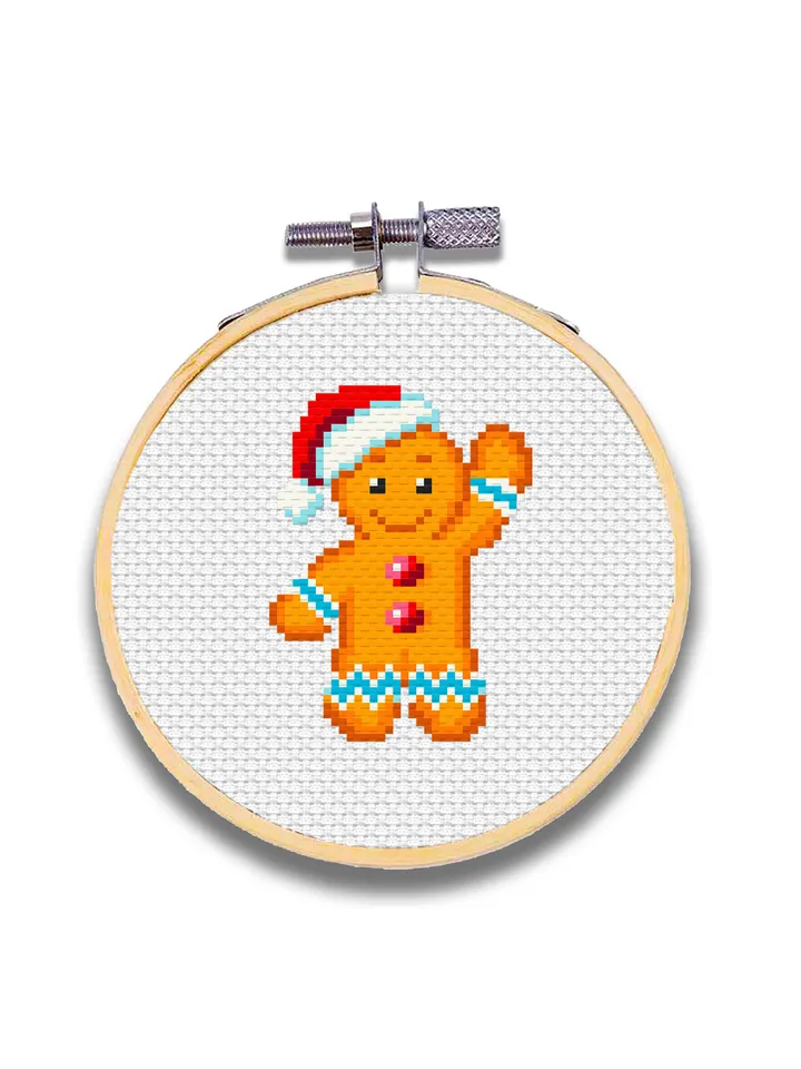 Small Christmas cross stitch pattern download PDF Cute gingerbread man cross stitch Christmas pattern digital Winter holiday embroidery #N9