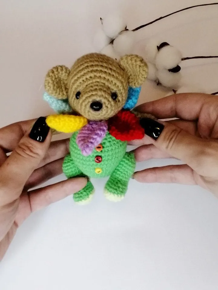 PDF Crochet Pattern Teddy Flower Bear, Small Toy Pattern, Amigurumi, Animal Pattern, Amigurumi bear pattern, cute Teddy bear pattern