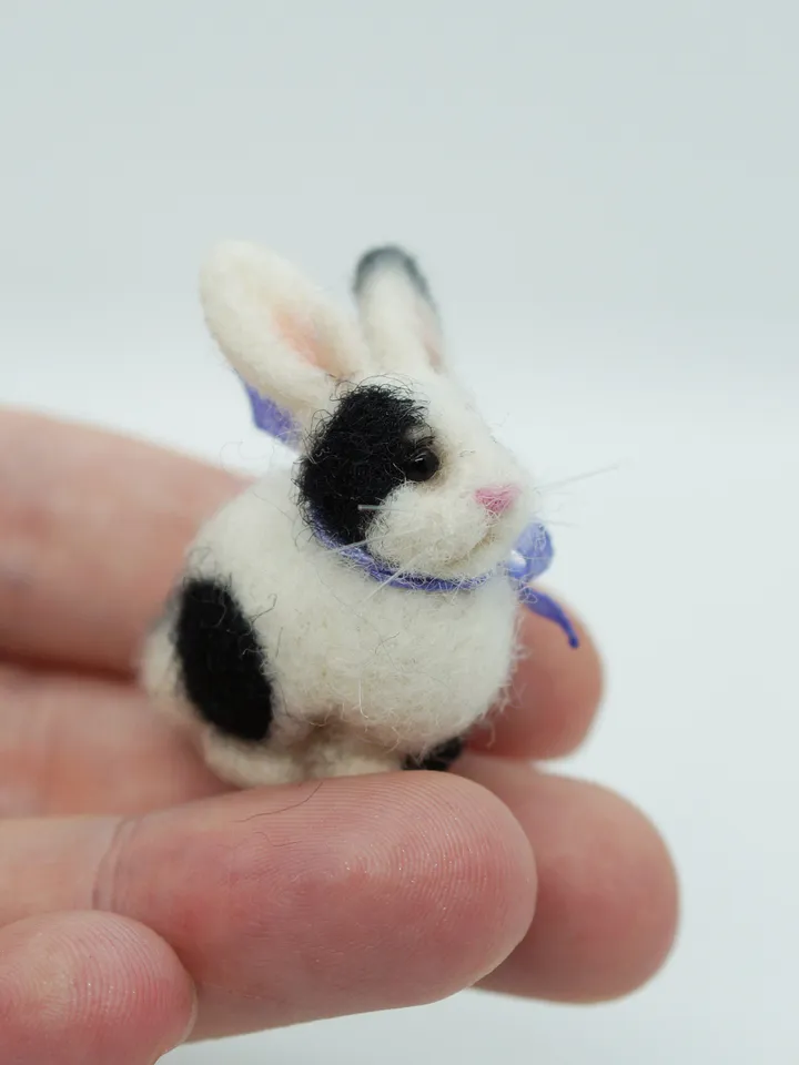 Basil the rabbit, miniature needle felted bunny, gift for her, tiny rabbit, made to order