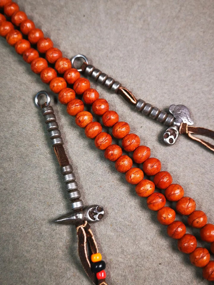 Gandhanra Handmade Tibetan Buddhist Mala Counters,Prayer Bead Counters,with Kartika and Kila Pendant,Made of Cold Iron