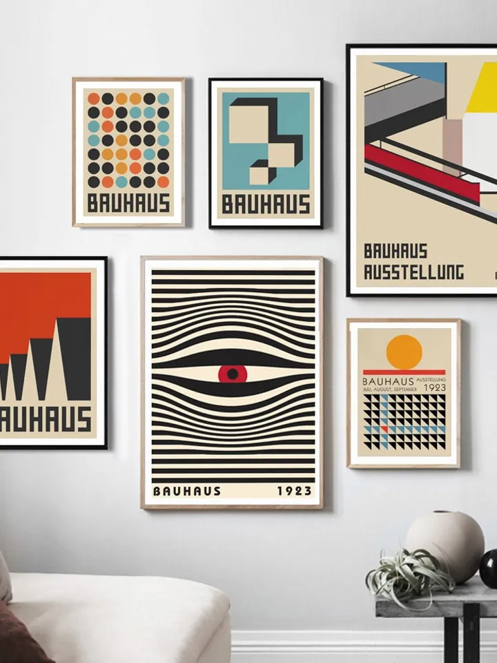 Bauhaus Poster Set of 22, green bauhaus poster, pink bauhaus poster, bauhaus print art, black bauhaus poster, Bauhaus Exhibition, digital