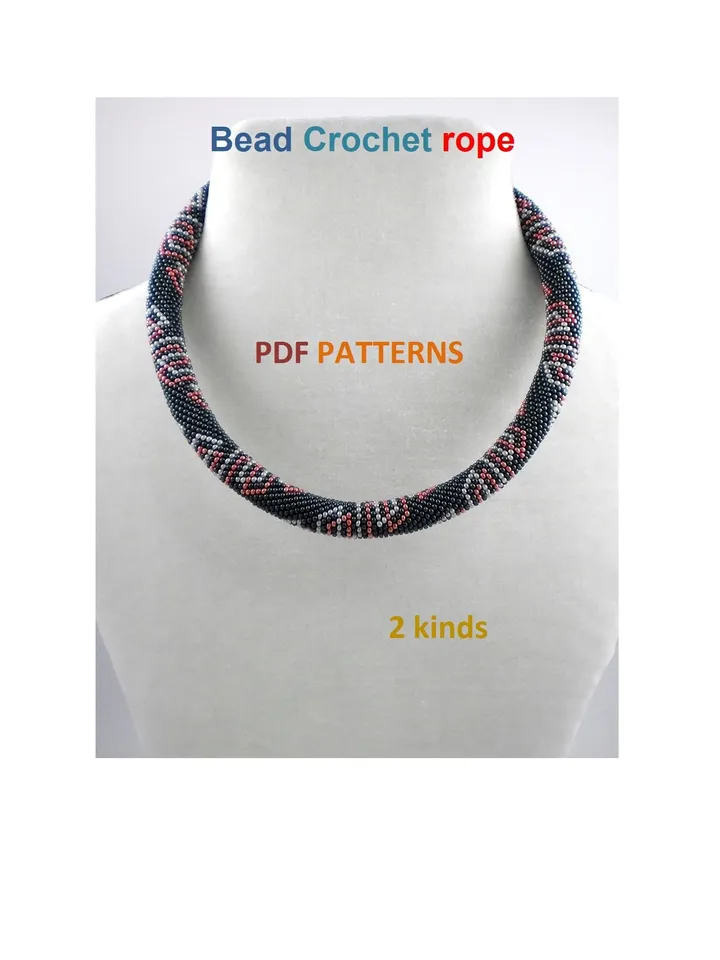 Bead crochet rope pattern for beading«Zig-Zag»necklace and bracelet,DIY,bead crocheting,Instant Download,PDF pattern