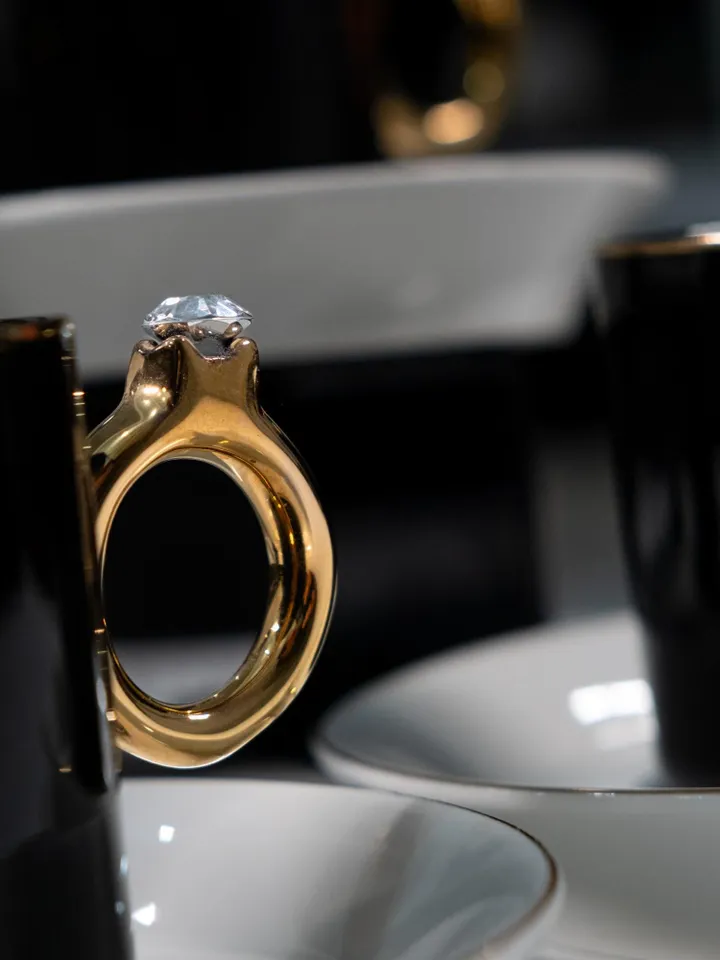 Black And Gold Luxury 12 Pieces Tea Cups And Saucers | Black and Gold Tea Cups | Elegant 12-Pieces Tea Cups