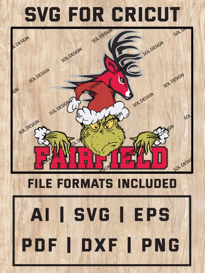 Grinch Fairfield Stags SVG, NCAA College Team SVG Design, NCAA Fairfield Stags SVG, NCAA Fairfield Team Cricut, Christmas Svg, Grinch svg, Digital Download