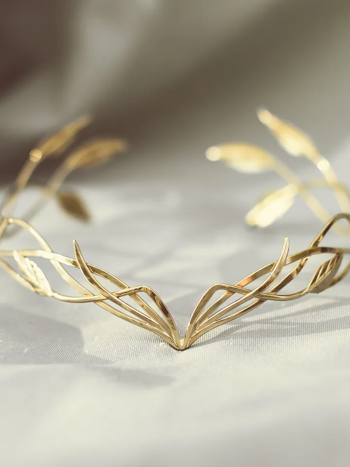 Bridal headpiece tiara elvish wedding Elf Leaf Crown Elven Queen's diadem Artanis