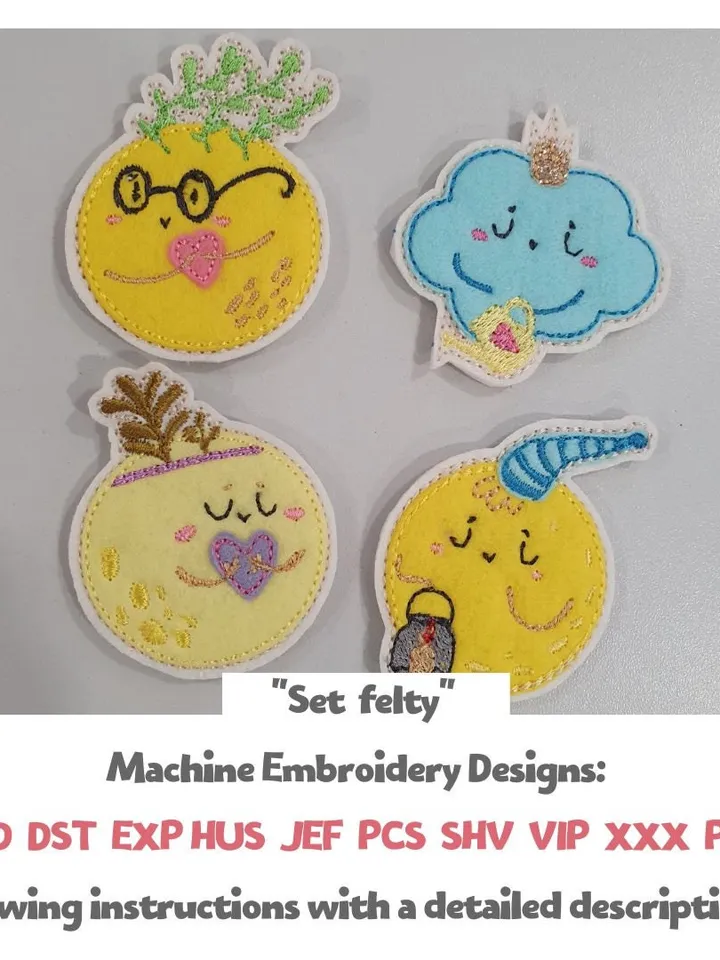ITH Moon Felties Embroidery Design Set, Mini Celestial Applique Collection for Crafts, 4x4 Hoop DIY Project File
