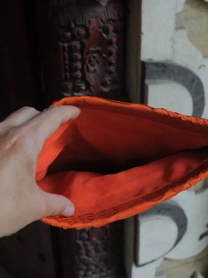 Genuine Python Skin Envelope Orange Clutch | Exotic Leather Bags | Small Classy Handmade Purse | Flat Elegant Evening Clutch| Snake Bag