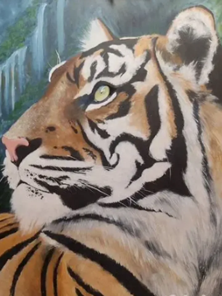 Oil painting “Portrait of a Tiger”, size 79 x 59cm, framed