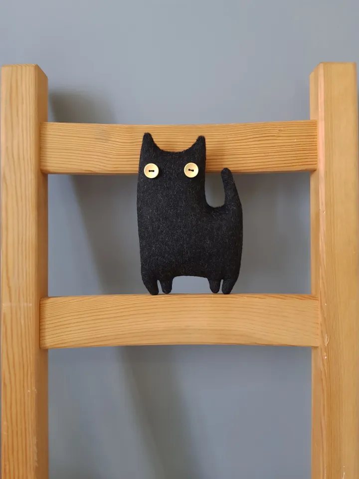 Black cat sewing pattern PDF rag doll tutorial in English, Halloween doll diy