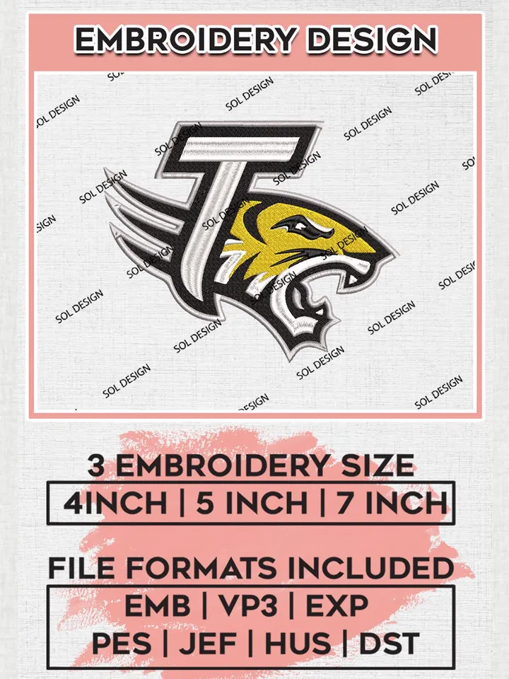NCAA Towson Tigers Logo Machine embroidery designs, NCAA Towson Tigers Embroidery, NCAA Machine Embroidery Designs, Machine embroidery designs, Digital Download