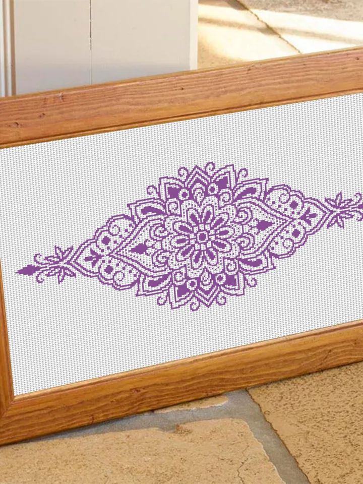 Flower mandala cross stitch pattern PDF download Monochrome mandala digital PDF, Flower cross stitch chart Mandala art, DIY Home decor #M216