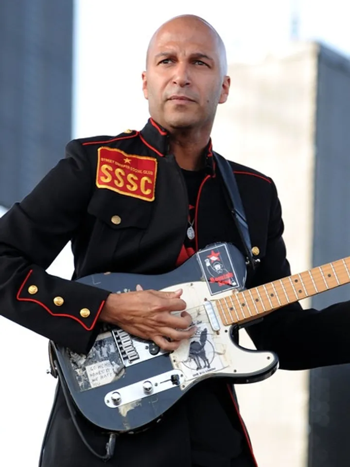 Tom Morello guitar stickers Sendero Luminoso Mau Mau uprising Fender Telecaster