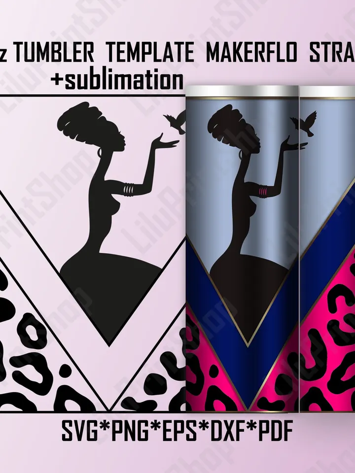 Afro woman tumbler template svg for 20oz skinny Afro girl and Cheetah v split tumbler svg for straight Makerflo Digital Instant download