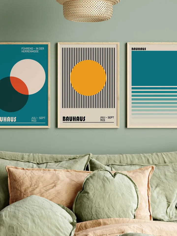 Bauhaus Poster Set of 22, green bauhaus poster, pink bauhaus poster, bauhaus print art, black bauhaus poster, Bauhaus Exhibition, digital