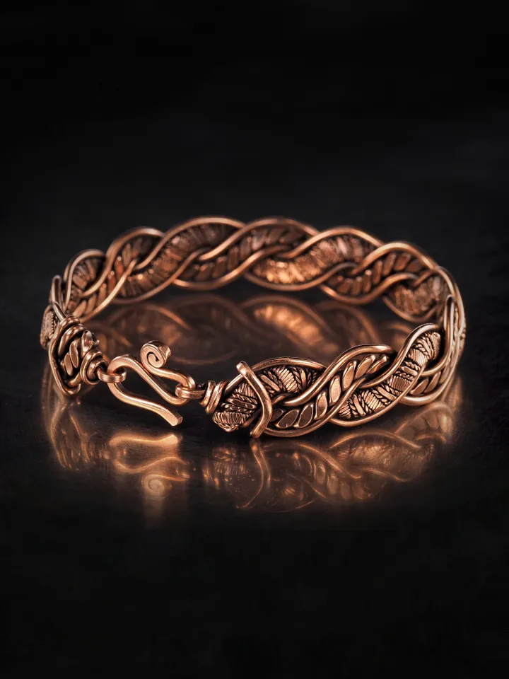 Woven copper wire bracelet Antique style handcrafted copper jewelry Unique gift