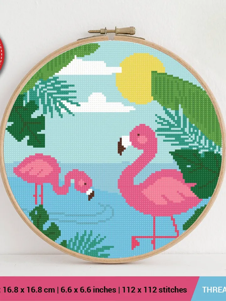 Flamingo Cross stitch pattern | Embroidery Pattern | Instant Download | Embroidery Designs